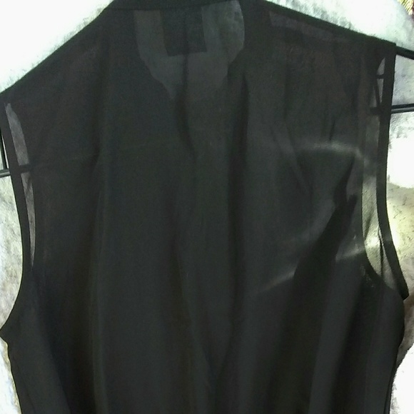 Sz small Black Sheer Button Front Blouse - Picture 3 of 8